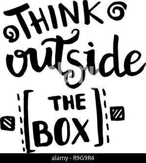 Penser en dehors de l'écriture de calligraphie de monogramme. Expression graphique de l'affiche conception. Noir et blanc Encre gravée l'art. Illustration de Vecteur