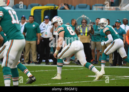 23 décembre 2018 : Nick O'Leary # 83 de Miami en action au cours de la NFL football match entre les dauphins de Miami et Jacksonville Jaguars au Hard Rock Stadium de Miami Gardens FL. Les jaguars défait les dauphins 17-7. O'Leary est le petit-fils du légendaire golfeur Jack Nicklaus. Banque D'Images