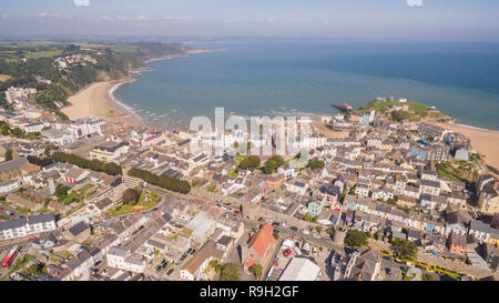 Drone vue aérienne de Tenby, Pembrokeshire, pays de Galles Banque D'Images