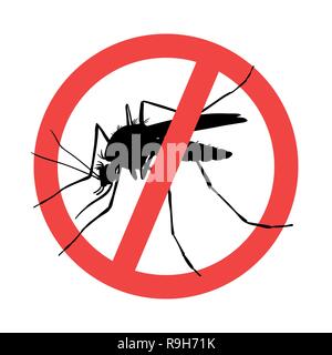 Moustique. Parasite symbole panneau d'avertissement. Silhouette Illustration de Vecteur