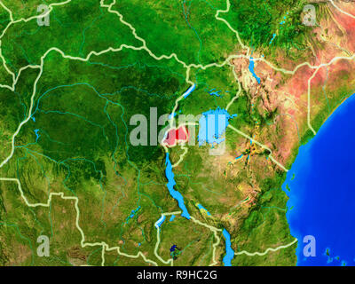 Le Rwanda à partir de l'espace sur le modèle de la planète Terre avec des frontières du pays et très détaillée de la surface de la planète. 3D illustration. Éléments de cette image fournie par Banque D'Images
