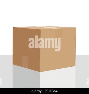 Boîte fermée vide immersive, poster contenant pour livraisons de marchandises et de stockage, la conception des emballages. Colis avec du ruban adhésif l'icône isométrique vector isolés. Illustration de Vecteur