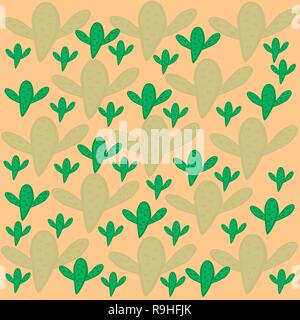 Modèle de green et vert clair fond beige cactus Illustration de Vecteur