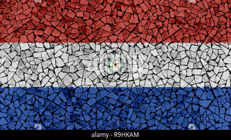 Carreaux de mosaïque Peinture de Paraguay Drapeau, texture de fond Banque D'Images