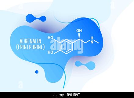 Adrénaline l'Adrénaline (épinéphrine), molécule isolé sur fond de liquide de l'onde. Icône vecteur. Illustration de Vecteur