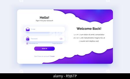 La page de connexion. Dégradé violet. Inscrivez-vous dans la forme. Illustration de Vecteur