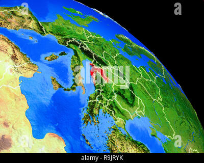 La Croatie sur la planète Terre depuis l'espace avec des frontières du pays. Des détails très fins de la surface de la planète. 3D illustration. Éléments de cette image fournie par la NASA Banque D'Images