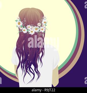 Hipster girl avec de beaux cheveux, vector illustration Illustration de Vecteur