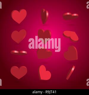 Une rotation de coeurs rouges pour la Saint-Valentin, vector illustration Illustration de Vecteur