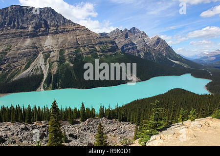 Le glacier Peyto Lake est un lac dans le parc national de Banff dans les Rocheuses canadiennes, le long de la promenade des Glaciers, l'Alberta Highway # 93. Banque D'Images