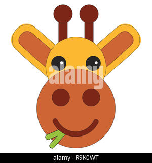Tête d'une girafe télévision cartoon style. illustration sur fond blanc. Banque D'Images