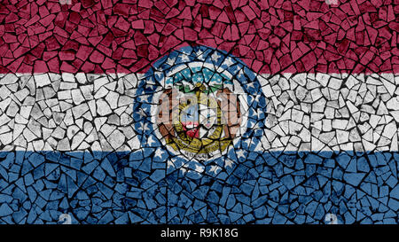 Carreaux de mosaïque Peinture du Missouri Drapeau, fond d'Etat des Etats-Unis Banque D'Images