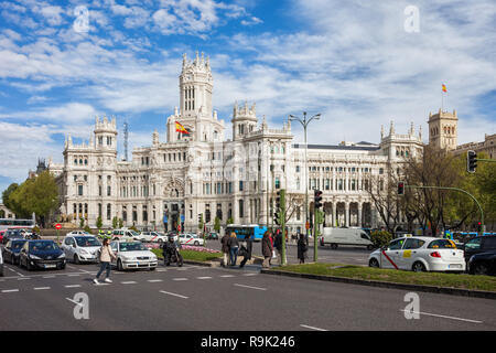L'Espagne, ville de Madrid, Cybèle Palace (Palacio de Cibeles) ouvert en 1919, anciennement Palacio de Comunicaciones Banque D'Images