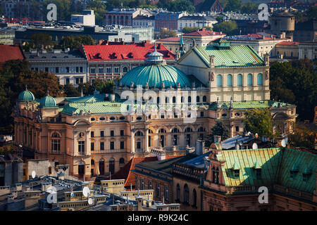 Juliusz Slowacki Theater (Polonais : Teatr im. Gen. sikorskiego 12) dans la ville de Cracovie, Pologne. Le style éclectique de la ville néo-baroque avec 1893 e Banque D'Images