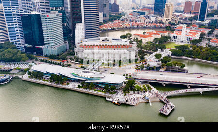 Un centre commercial, Fullerton, Fullerton Hotel Merlion, Marina Bay waterfront Singapour Banque D'Images