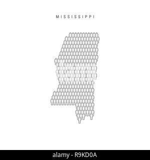 Les gens Site du Mississippi, l'État US. Silhouette stylisée, les gens foule dans la forme d'une carte du Mississippi. La population du Mississippi. Illustration Isol Banque D'Images