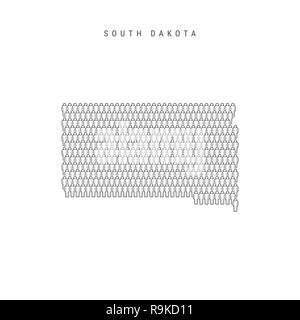 Personnes Plan de Dakota du Sud, l'État américain. Silhouette stylisée, les gens foule dans la forme d'une carte du Dakota du Sud. La population du Dakota du Sud. Illustration I Banque D'Images