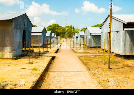 Bâtiments de la prison de cocotier dans l'île de Phu Quoc au Vietnam Banque D'Images