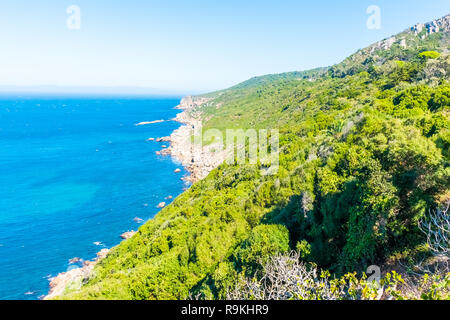 Vue depuis le Cap Spartel, à travers le détroit de Gibraltar avec l'Espagne à distance au Maroc, l'Afrique Banque D'Images