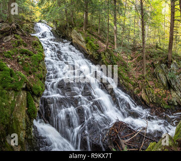 Cascade de chutes tonitruantes, Green Mountain National Forest, Woodstock, Vermont Banque D'Images