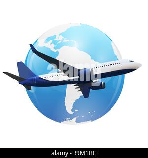 Arrière-plan de vol de l'avion au-dessus de la carte du monde. Illustration vecteur eps10 Illustration de Vecteur