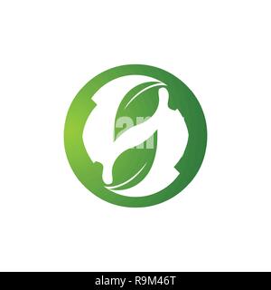 Eco friendly logo vector concept. Logo de l'écologie. L'icône verte Eco modèle graphique. Symbole Eco world l'énergie verte. Recycler signer la feuille. Illustration de Vecteur