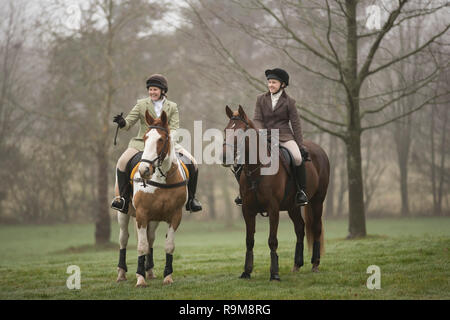 Les membres de l'Albrighton & Hunt forestiers se rassemblent à Hagley Hall près de Stourbidge dans les Midlands de l'Ouest pour le Boxing Day hunt. Banque D'Images