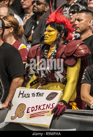 Oakland, Californie, USA. 29 août, 2013. Redskin fan sur Dimanche, 29 Septembre, 2013, à Oakland, Californie. Les Redskins défait les Raiders 24-14. Crédit : Al Golub/ZUMA/Alamy Fil Live News Banque D'Images