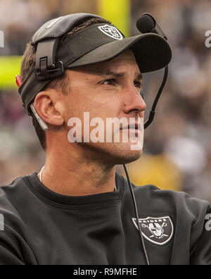 Oakland, Californie, USA. 27 Oct, 2013. L'entraîneur-chef Raider Dennis Allen le dimanche, Octobre 27, 2013, dans la région de Oakland, Californie. Les raiders défait les Steelers 21-18. Crédit : Al Golub/ZUMA/Alamy Fil Live News Banque D'Images