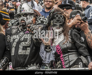 Oakland, Californie, USA. 27 Oct, 2013. Les aventuriers fans à leur meilleur le dimanche, Octobre 27, 2013, dans la région de Oakland, Californie. Les raiders défait les Steelers 21-18. Crédit : Al Golub/ZUMA/Alamy Fil Live News Banque D'Images