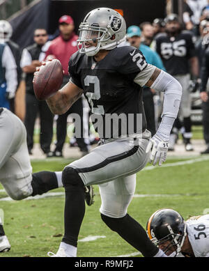 Oakland, Californie, USA. 27 Oct, 2013. Oakland Raiders quarterback Terrelle Pryor (2) se libérer de rushers le dimanche, Octobre 27, 2013, dans la région de Oakland, Californie. Les raiders défait les Steelers 21-18. Crédit : Al Golub/ZUMA/Alamy Fil Live News Banque D'Images