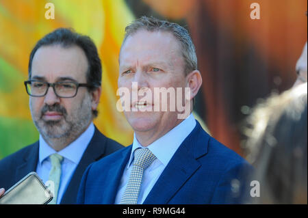 Terrain de cricket de Melbourne, Melbourne, Australie. Dec 26, 2018. Test international de cricket, de l'Australie contre l'Inde, troisième test, le premier jour de Cricket en Australie ; chef Kevin Roberts parle lors d'une conférence de presse avant le boxing day Crédit : test Plus Sport Action/Alamy Live News Banque D'Images