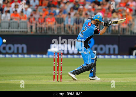 Stade Optus, Perth, Australie. Dec 26, 2018. Big Bash australienne de cricket, Perth Scorchers contre les grévistes d'Adélaïde ; Matt à court de l'Adelaide grévistes rate la balle pendant son Action Crédit : manches Plus Sport/Alamy Live News Banque D'Images