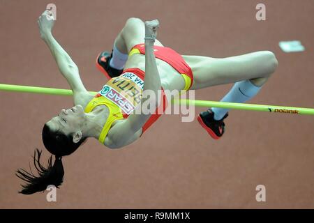 Le 7 mars, 2015 - Prague, République tchèque - l'Europe d'athlétisme en salle 2015 à Prague, en République tchèque, le samedi, 7 mars 2015. Ruth Beitia d'Espagne participe à la cause des femmes au cours de la finale du saut en hauteur en salle d'Europe d'athlétisme 2015. (Crédit Image : © Slavek Ruta/Zuma sur le fil) Banque D'Images