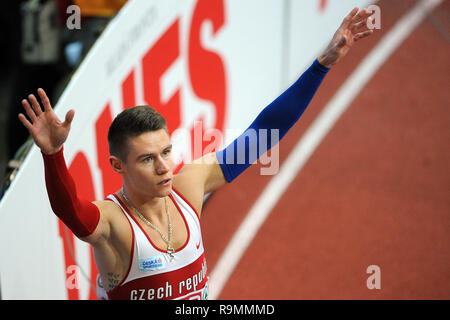 Prague, République tchèque. 7 mars, 2015. L'Europe d'athlétisme en salle 2015 à Prague, en République tchèque, le samedi, 7 mars 2015. Pavel Maslak de République tchèque men' s 400 mètres course pendant l'Europe d'athlétisme en salle 2015. Credit : Slavek Ruta/ZUMA/Alamy Fil Live News Banque D'Images