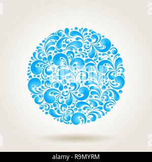 Les gouttes d'eau cercle déco a des tourbillons de formes, vector illustration Illustration de Vecteur