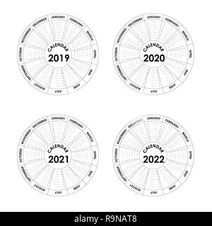 Calendrier 2019, 2020, 2021 et 2022 modèle Agenda.design.Calendrier Calendrier de l'année modèle de vecteur conception.Vector illustration. Illustration de Vecteur