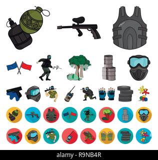 Boules,art,barils,barricade,bleu,caricature,télévision,concours,collection,design,machines,champ,g,drapeaux,gants,jeu,pistolet,grenade poche,hobby,icône,,illustration,logo,isolé,mask,tenue,militaires,paintball,dvd,lecture,red,set,signer,sport,pneus,l'équipe,symbole de l'émetteur-récepteur,uniforme,veste,vecteur,web,vecteurs vecteur , Illustration de Vecteur