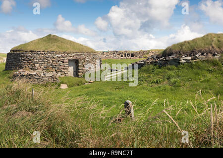 Vieille maison ronde Scatness, Shetland Islands Banque D'Images