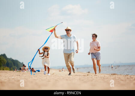 Courir après le kite Banque D'Images