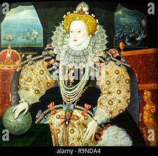 L 'Armada' portrait d'Elizabeth I Ecole d'anglais à propos de 1588 huile sur panneau La Queen's House Greenwich - Londres, Angleterre Banque D'Images