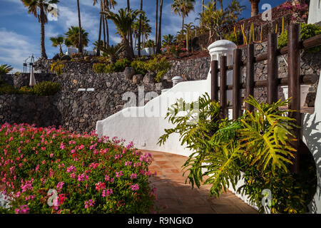 COSTA ADEJE, Tenerife - AVRIL 8,2014 : Bel hôtel Jardin Tropical au Costa Adeje à Tenerife, Îles Canaries, Espagne, près de la promenade. Banque D'Images