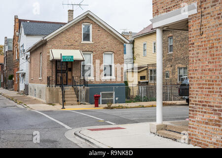 Les bâtiments résidentiels dans le quartier de Bridgeport. Banque D'Images