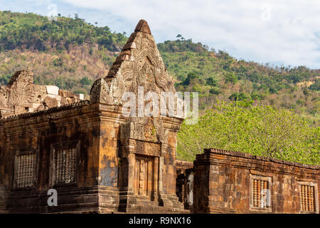 Ruines de la tva Pou temple Khmer, nouned au patrimoine mondial de l'UNESCO et aussi connu comme le petit Angkor Wat Banque D'Images