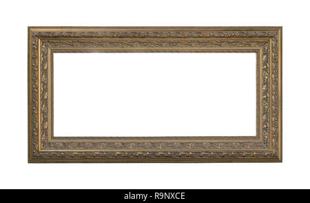 Rectangle bronze metal frame isolated on white Banque D'Images