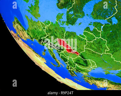 L'ex-Tchécoslovaquie sur modèle réaliste de la planète Terre avec des frontières du pays et très détaillée de la surface de la planète. 3D illustration. Éléments de cette imag Banque D'Images