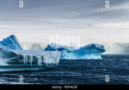 Icebergs géants au large de la côte de l'Antarctique Banque D'Images