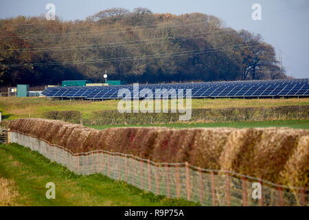 Ferme solaire dans la campagne de près de Blackpool, lancashire, Plumpton peu Fylde, Banque D'Images