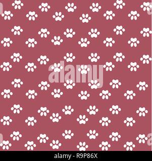 Chat blanc patte sur un fond rouge Illustration de Vecteur