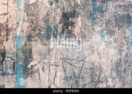 Or, blanc, bleu mur texture background stuc malpropre. Peinture murale décorative Banque D'Images